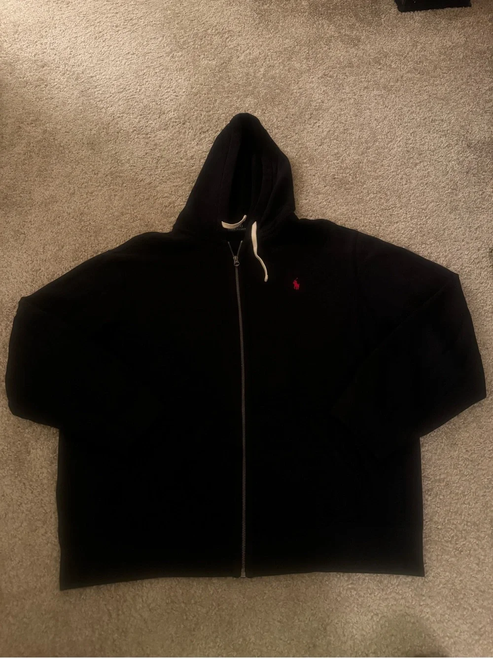 Polo Ralph Lauren Men’s Zip-Up Hoodie with Red Logo - Black XXL